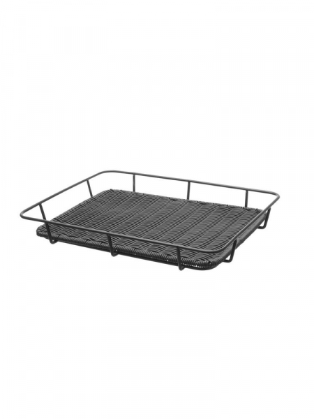 Корзина для хлеба со стальной рамой - черный - 400x300x(H)50 mm