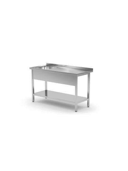 Стіл з мийкою та полицею, з одинарною раковиною 1000x700x(H)850 mm 812945 Hendi Stainless steel