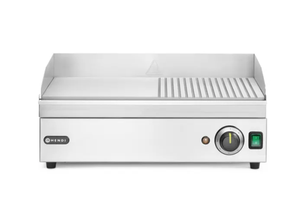 Поверхня для смаження-гриль - 1/2 - гладка, 1/2 - рифлена - Kitchen Line, 20-240В/2400Вт, 527х404х(В)233мм 154946 Hendi Stainless steel