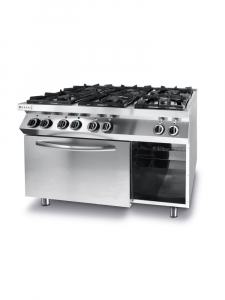 Плита газовая 6-ти конфорочная Kitchen Line с электрическим конвекционным духовым шкафом GN 1/1