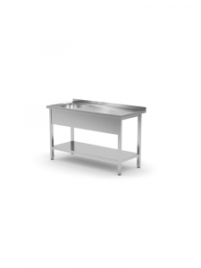 Стіл з мийкою та полицею, з одинарною раковиною 1000x700x(H)850 mm 812945 Hendi Stainless steel