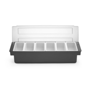 Бокс для інгредієнтів – 6 контейнерів, Bar up, 480x150x(H)100mm 552032 Hendi ABS (Acrylonitril-butadieen-styrene);HIPS (High Impact Polystyrene);PP (Polypropylene);PS (Polystyrene)