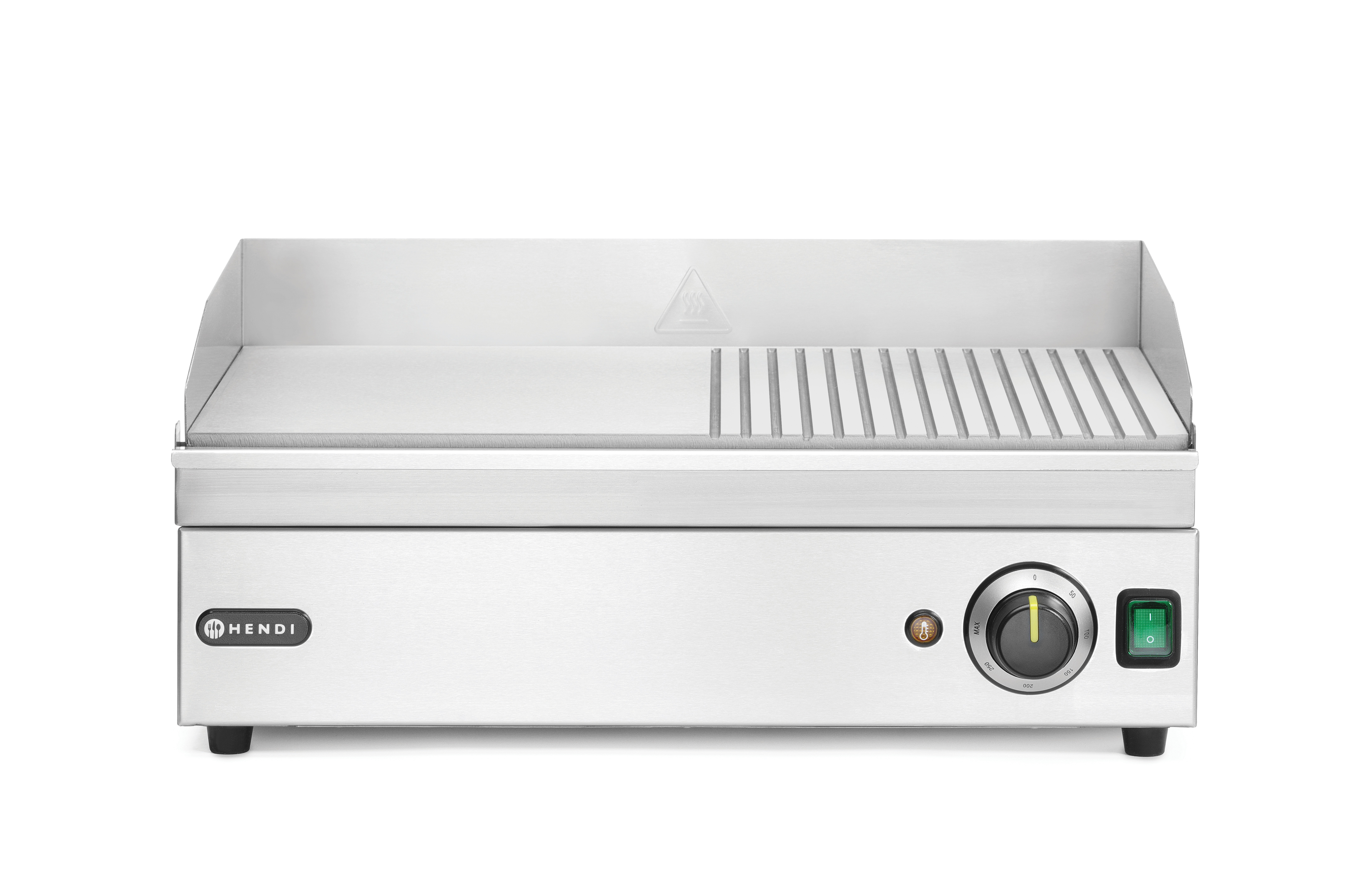 Поверхня для смаження-гриль - 1/2 - гладка, 1/2 - рифлена - Kitchen Line, 20-240В/2400Вт, 527х404х(В)233мм 154946 Hendi Stainless steel